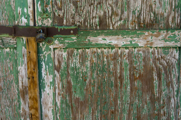 old wooden green door