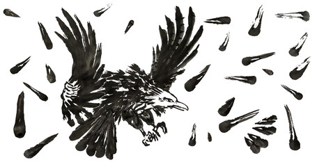 drawing eagles swoop by zen brush