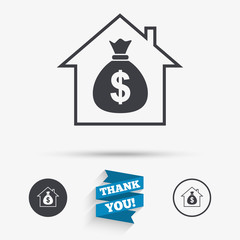 Mortgage sign icon. Real estate symbol.