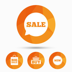 Sale speech bubble icon. Buy cart symbol