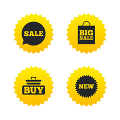 Sale speech bubble icon. Buy cart symbol