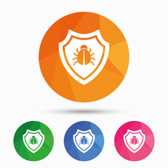 Shield sign icon. Virus protection symbol.