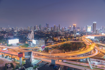 Naklejka na ściany i meble Traffic in Bangkok at twilight