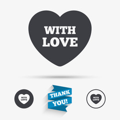 Heart sign icon. With Love symbol.