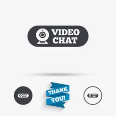Video chat sign icon. Webcam video talk.