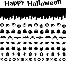 ハロウィンのライン素材のセット　シルエット