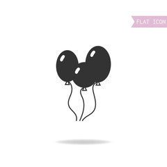 Balloons isolated on white background. Flat black icon. Vector illustration