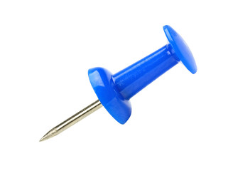 blue pushpin isolated on white