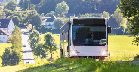 plain bus on a country road
