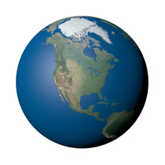 North America on Earth - White Background