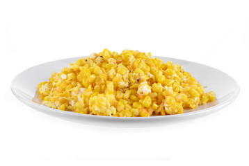 Sweet whole kernel corn on white background
