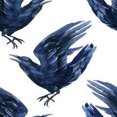 Plaid avec motif Gothique Illustration du corbeau.