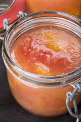Citrus jelly in a glass jar