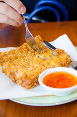 fried bread with spicy sauce