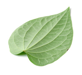 Obraz premium Green betel leaf heart shape isolated on white 