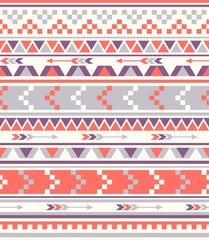 Seamless Ethnic pattern textures. Orange & Purple colors. Navajo geometric print. Rustic decorative ornament. Abstract geometric pattern. Native American pattern. Ornament for the design of clothing