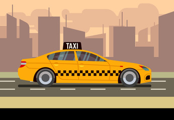 Taxi car flat vector illustration