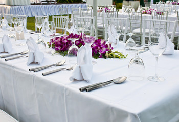 Table setting for an event party or wedding reception