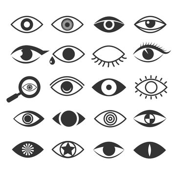 Eyes eye vision vector icons set
