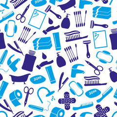hygiene theme modern simple blue icons seamless pattern eps10