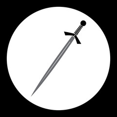 black and gray historical knight sword simple isolated icon eps10