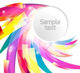 Template Round frame with abstract rainbow colored petals. Vector element for your design