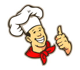 A vector illustration of chef give a thumbs up