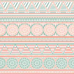 Vector Seamless Pattern with Tribal Motifs / Geometric Ethnic Background