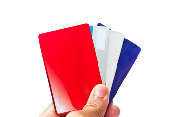 Color credit cards isolated on white background