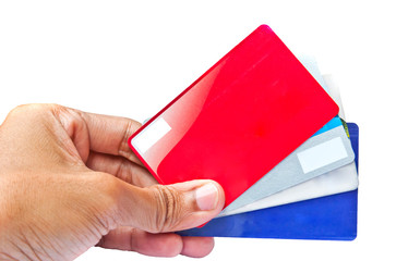 Color credit cards isolated on white background