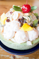 Healthy fruit salad with yoghurt