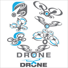 drone concept set - obrazy, fototapety, plakaty