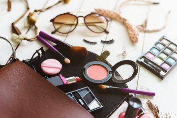 various makeup products and accessories