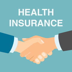 Health insurance handshake. Agreement with doctor or agency about health insurance. Health safety.