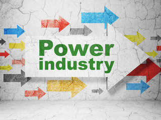 Industry concept: arrow with Power Industry on grunge wall background