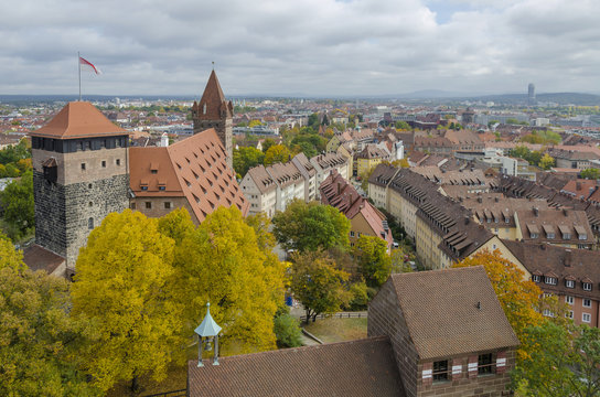 Historic town of Nuremberg skyline, Bavaria, Germany