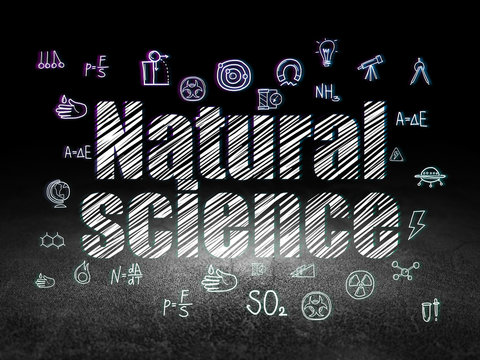 Science concept: Natural Science in grunge dark room