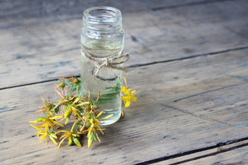 Jar with hypericums oil