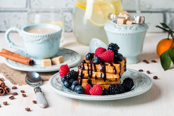 Fresh homemade brussels waffles 