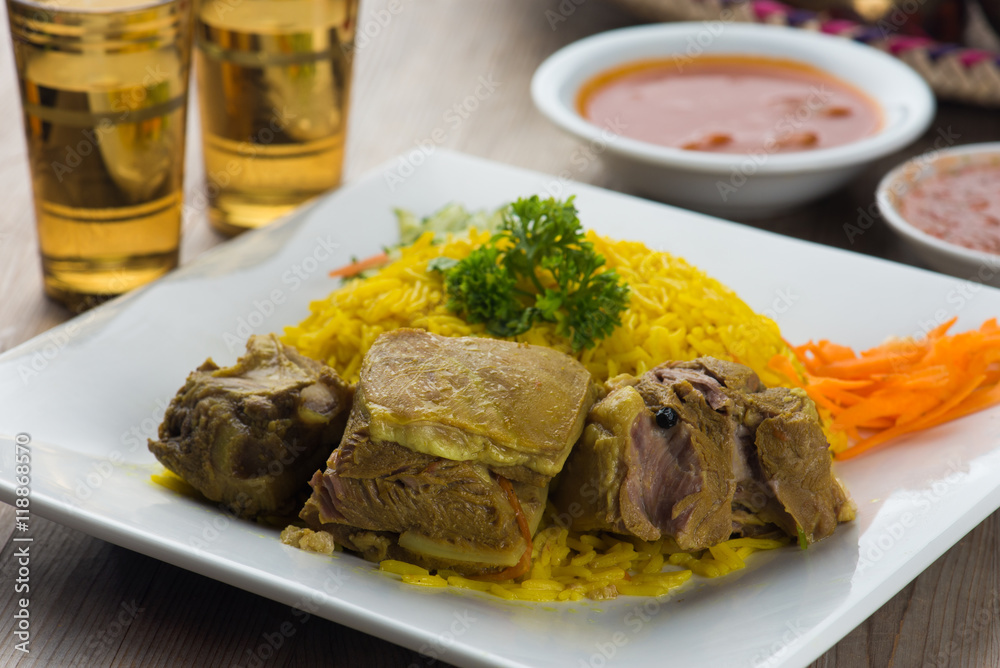 Sticker kabsa lamb, popular arab lamb rice