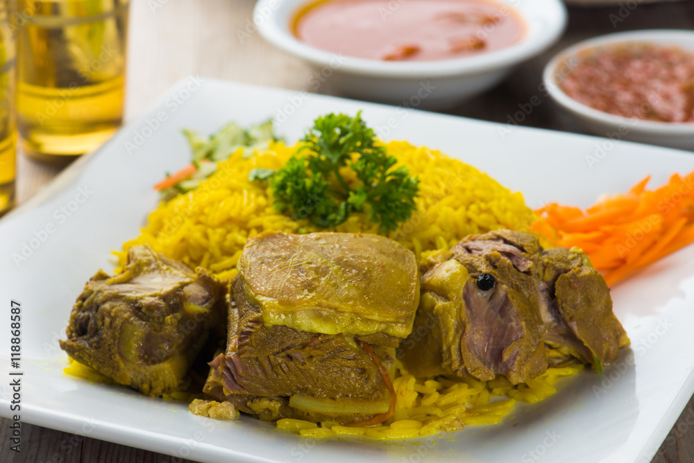 Sticker kabsa lamb, popular arab lamb rice