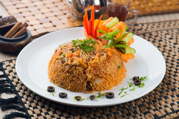 lamb madghout, popular arabic rice with meat during ramadan