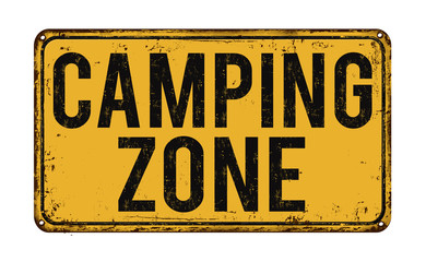 Camping zone vintage metal sign