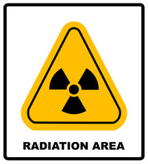 Fototapeta premium Octagon yellow and black caution with radiation hazard text and sign isolated on white background.-jpg format