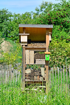 Insektenhotel in einem Holzturm