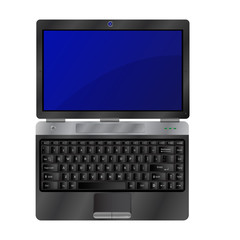 3D Black Laptop with blue screen