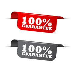 100% guarantee, red banner 100% guarantee, vector element 100% guarantee