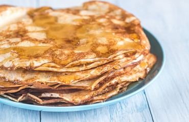 Pile of crepes on the plate