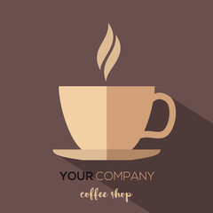 Coffee shop logo template with stylized cup