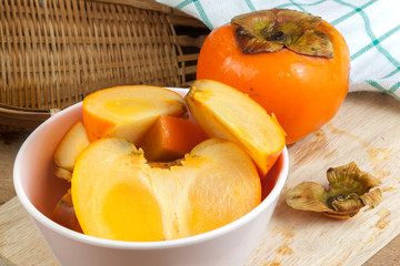 Persimmon yellow color fruits